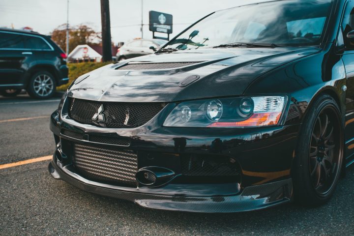 a selective focus on front view of a sport car